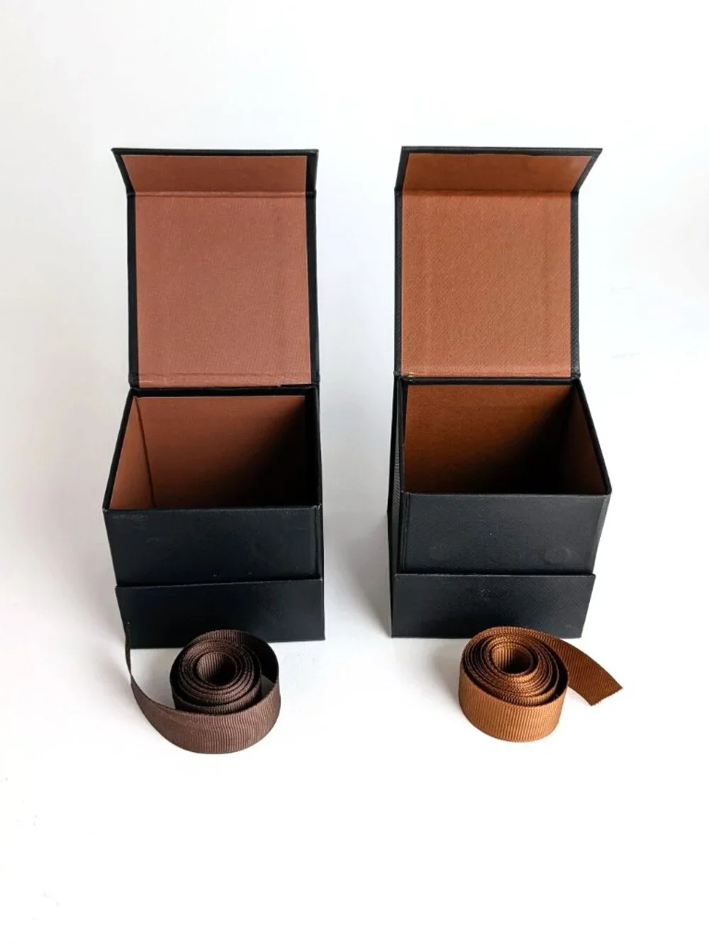 Set of 2 Coach Small Gift Boxes with Brown and Dark Brown Ribbons
